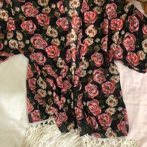 Open front floral kimono